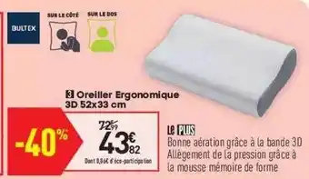 Conforama Oreiller Ergonomique 3d 52x33 Cm offre