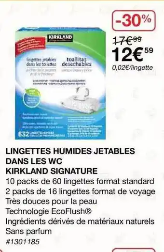 Costco Lingettes Humides Jetables Dans Les Wc Kirkland Signature offre