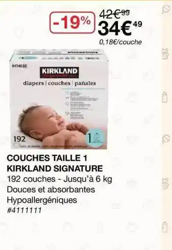 Couches Taille 1 Kirkland Signature