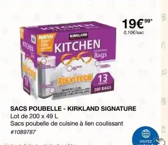 Costco Sacs Poubelle - Kirkland Signature offre