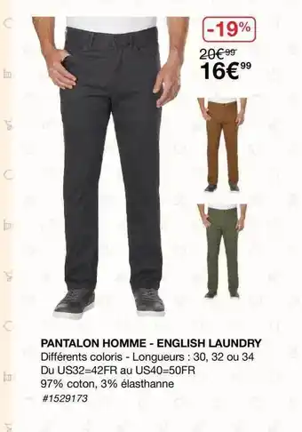 Costco Pantalon Homme - English Laundry offre