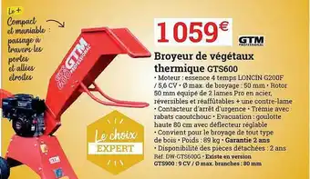 Broyeur De Végétaux Thermique Gts600