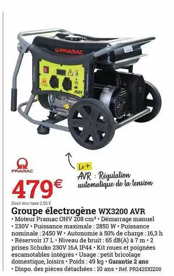Groupe électrogène Wx3200 Avr Pramac
