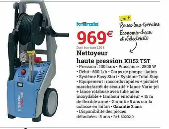 Espace emeraude Nettoyeur Haute Pression K1152 Tst offre