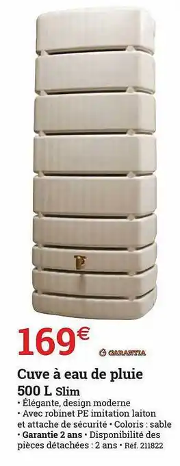 Espace emeraude Cuve à Eau De Pluie 500 L Slim offre