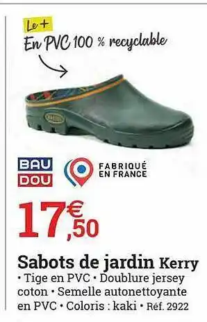 Espace emeraude Sabots De Jardin Kerry offre