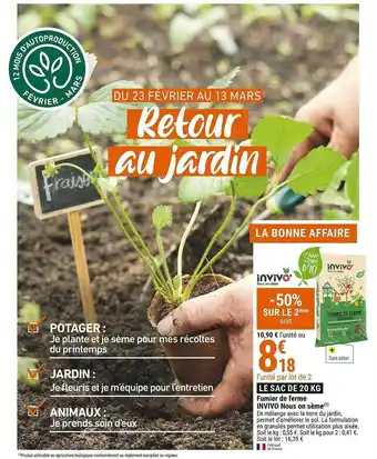 Gamm vert Fumier De Ferme Invivo Nous On Sème offre