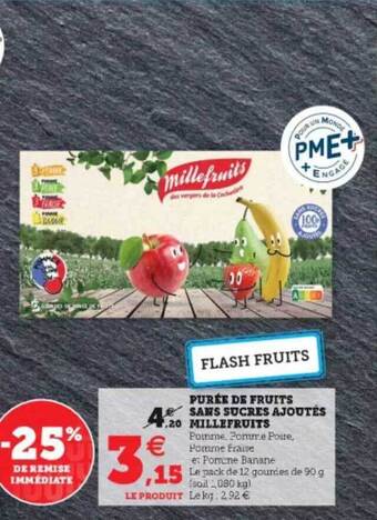 Hyper U Purée De Fruits Sans Sucres Ajoutés Millefruits offre