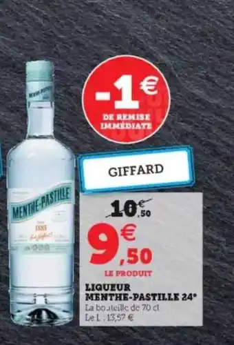 Hyper U Liqueur Menthe-pastille 24° offre