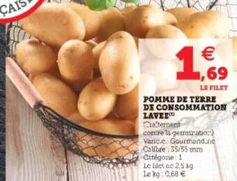 Hyper U Pomme De Terre De Consommation Lavée offre