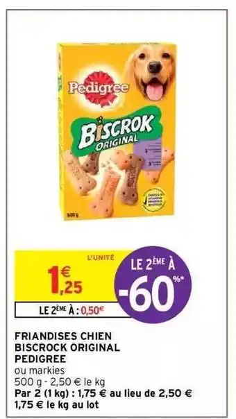 Intermarché Friandises Chien Biscrock Original Pedigree offre