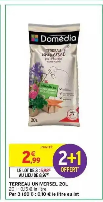 Intermarché Terreau Universel 20 L Domédia offre