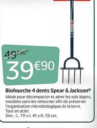 Jardiland Biofourche 4 Dents Spear & Jackson offre