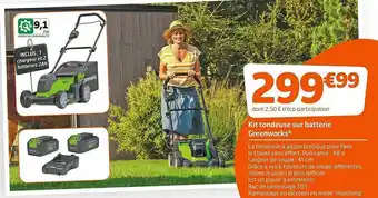 Jardiland Kit Tondeuse Sur Batterie Greenworks offre