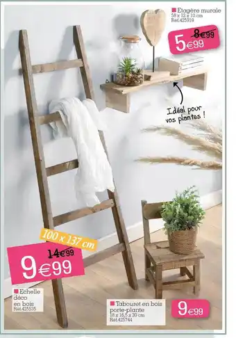 Kandy étagère Murale, échelle, Tabouret En Bois Porte-plante offre
