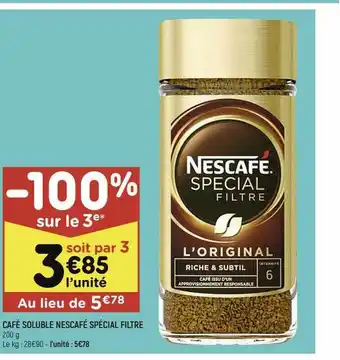 Leader Price Café Soluble Nescafé Spécial Filtre offre