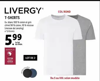 Lidl T-shirts Livergy offre