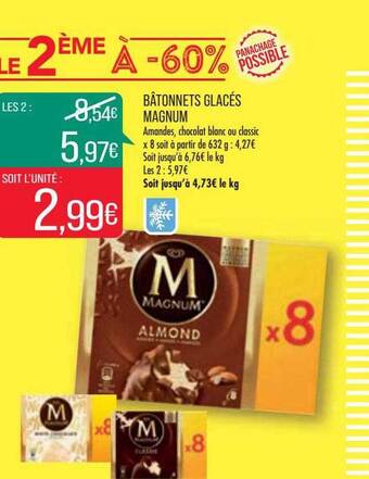 Match Bâtonnets Glacés Magnum offre
