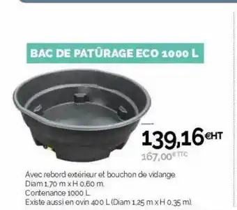 Point Vert Bac De Patûrage éco 1000 L offre