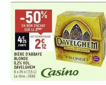 Spar Bière D'abbaye Blonde 6,2% Vol. Davelghem offre