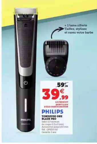 Super U Philips Tondeuse One Blade Pro offre