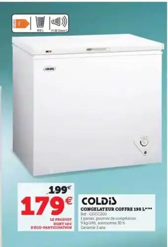 Super U Coldis Congelateur Coffre 198 L offre