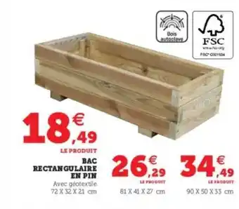 Super U Bac Rectangulaire En Pin offre