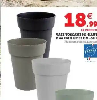 Super U Vase Toscane Mi-haut ø 44 Cm X Ht 53 Cm - 50 L offre