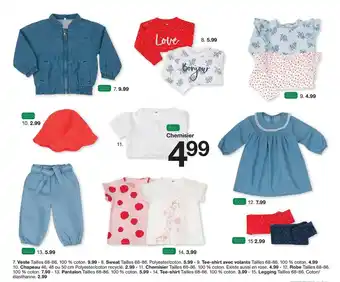 Zeeman Veste, Sweat, Tee-shirt Avec Volants, Chapeau, Chemisier, Tee-shirt, Legging offre