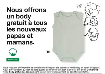 Zeeman Body Gratuit à Tous Les Nouveaux Papas Et Mamans offre