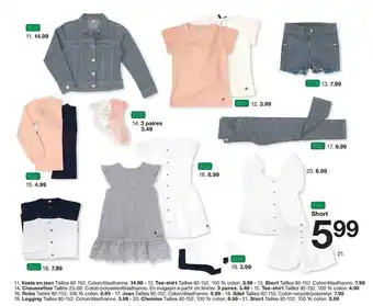 Zeeman Veste En Jean, Tee-shirt, Short, Chaussettes, Robe, Legging, Chemise offre