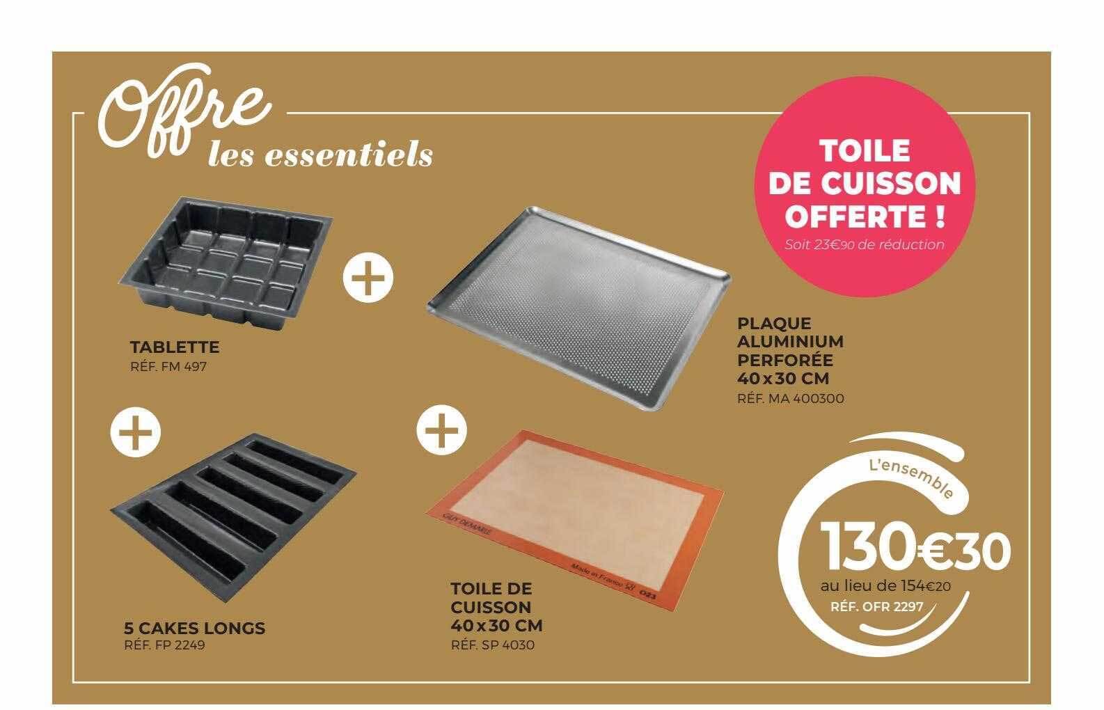 Promo Tablette, 5 Cakes Longs, Toile De Cuisson 40 X 30 Cm, Plaque