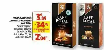 Coccinelle Supermarché 10 Capsules De Café Compatibles Nespresso Café Royal offre