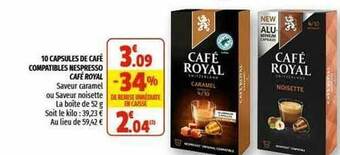 Coccinelle Supermarché 10 Capsules De Café Compatibles Nespresso Café Royal offre