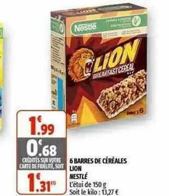 Coccinelle Supermarché 6 Barres De Céréales Lion Nestlé offre