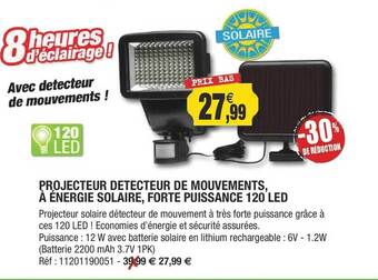 Outiror Projecteur Détecteur De Mouvements, à énergie Solaire, Forte Puissance 120 Led offre