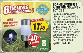 Outiror Borne Lumineuse à énergie Solaire - Lot De 8 offre