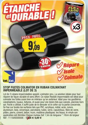 Outiror Stop Fuites Colmator En Ruban Colmatant Imperméable (lot De 3) offre