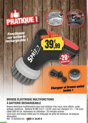 Outiror Brosse électrique Multifonctions à Batterie Rechargeable offre