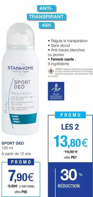 Stanhome Sport Deo Anti-transpirant offre