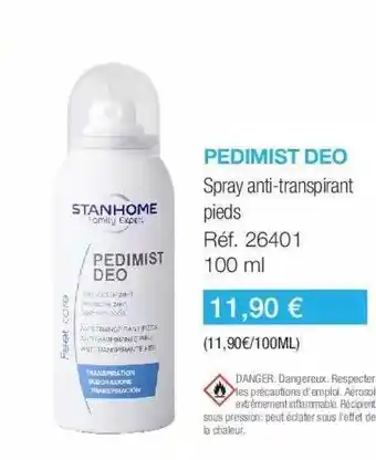 Stanhome Pedimist Deo Spray Anti-transpirant Pieds offre