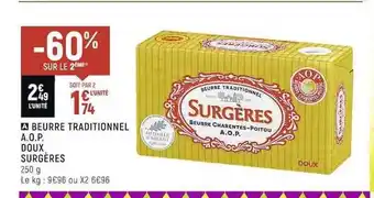 Casino Shop Beurre Traditionnel A.o.p. Doux Surgères offre
