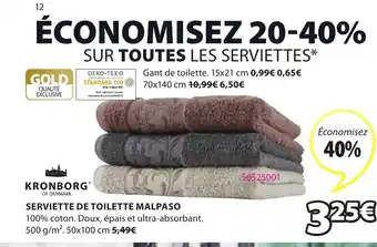 JYSK Serviette de toilette Malpaso offre