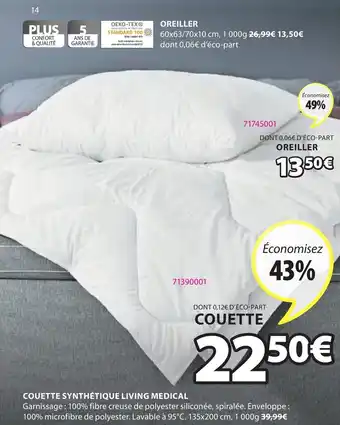 JYSK Couette synthétique Living Medical offre