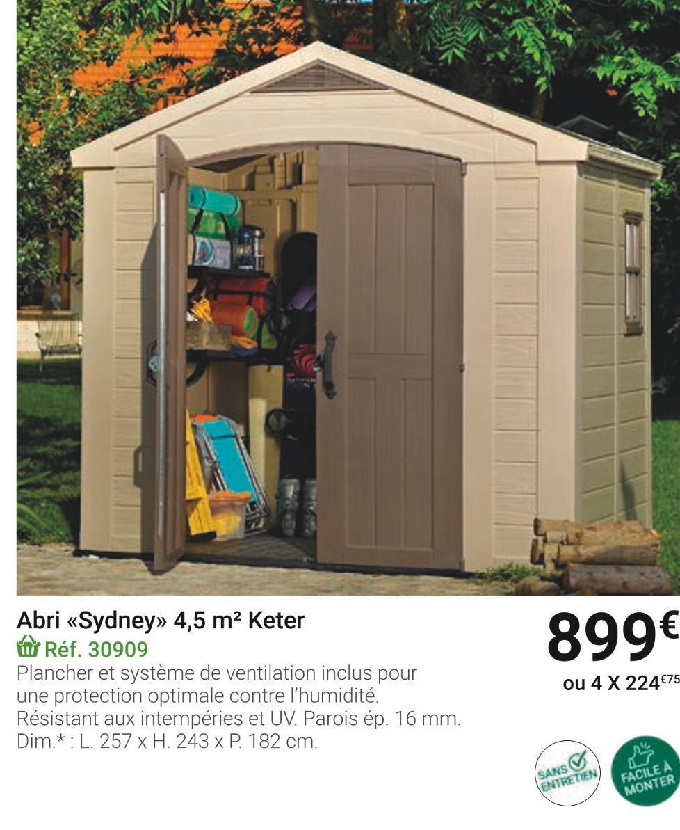 Promo Abri sydney 4,5 m² keter chez Gamm vert