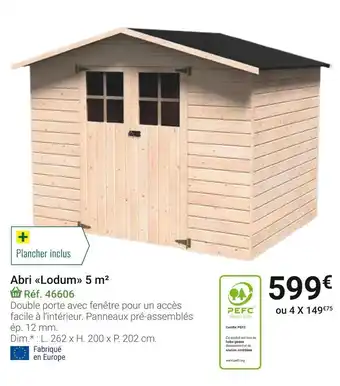 Gamm vert Abri lodum 5 m2 offre