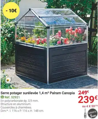 Gamm vert Serre potager surélevée 1,4 m2 palram canopia offre