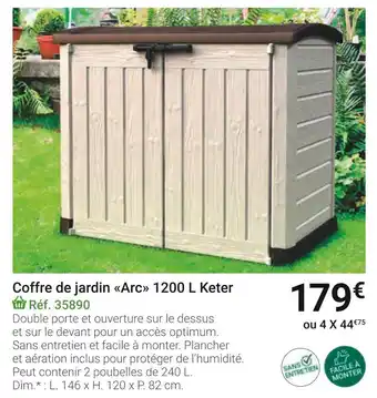 Gamm vert Coffre de jardin arc 1200 l keter offre