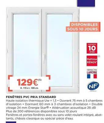 Lapeyre Fenêtres pvc pria standard offre