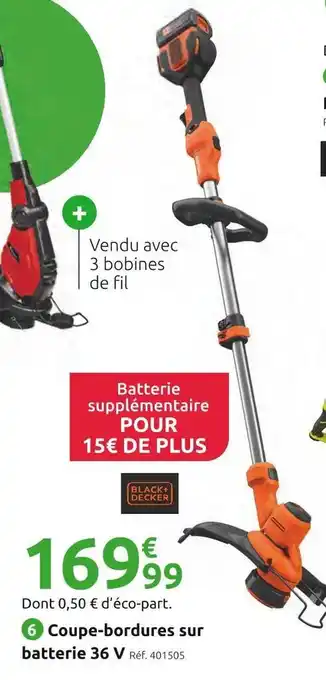 Mr Bricolage Black+decker coupe-bordures sur batterie bcsta5 36l1-qw black+decker offre